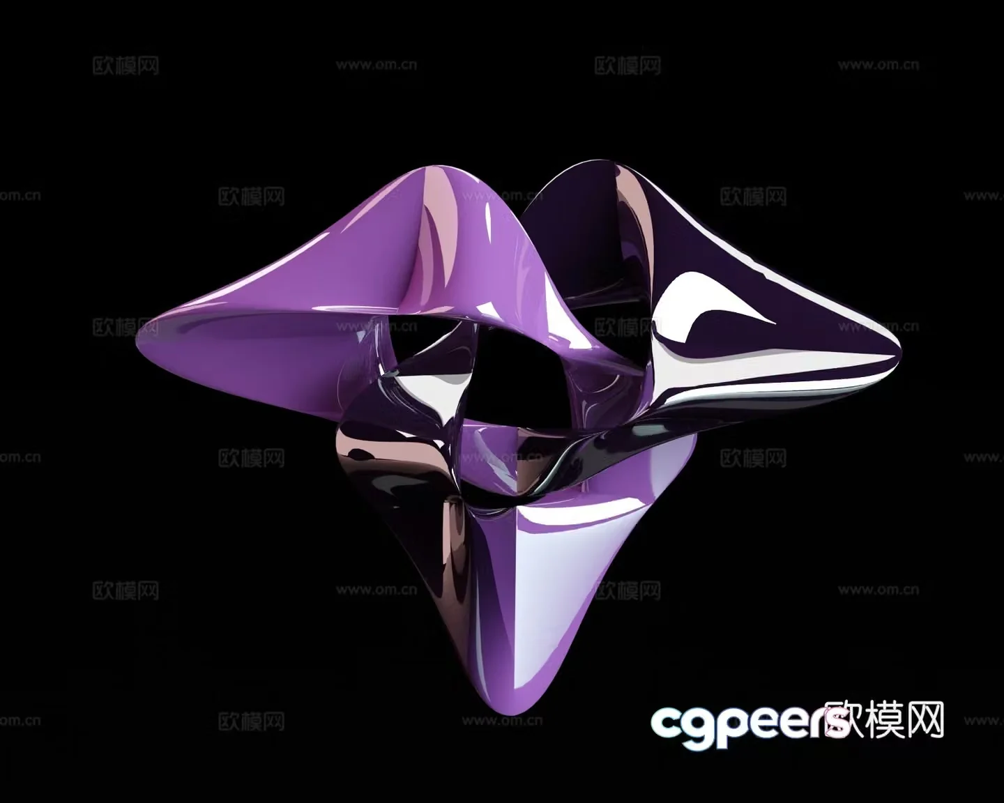 Modern ornaments Sculpture Three-leaf knot Metal ornaments Art installation 3d model