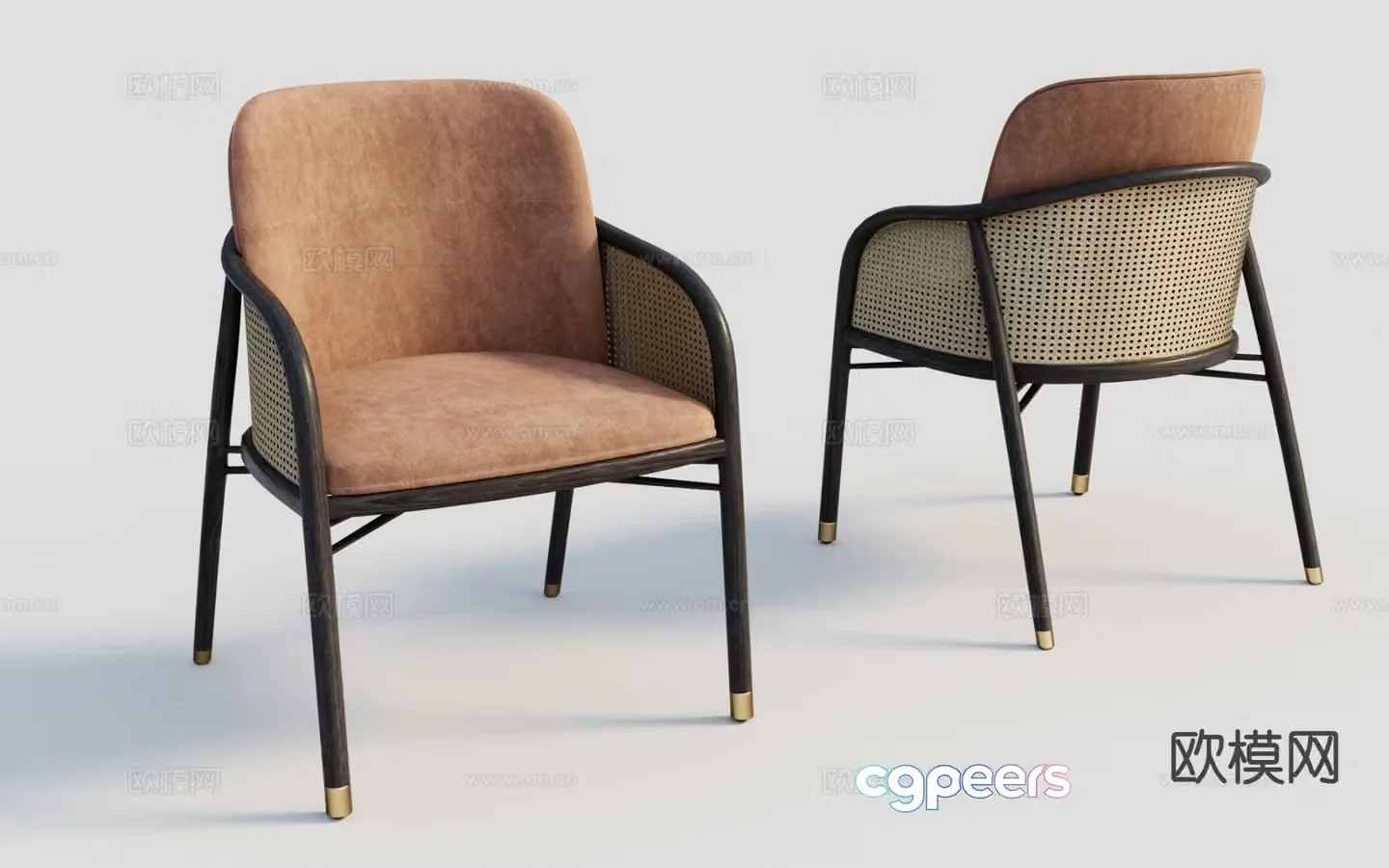 Modern rattan chair single chair dining chair 3d model