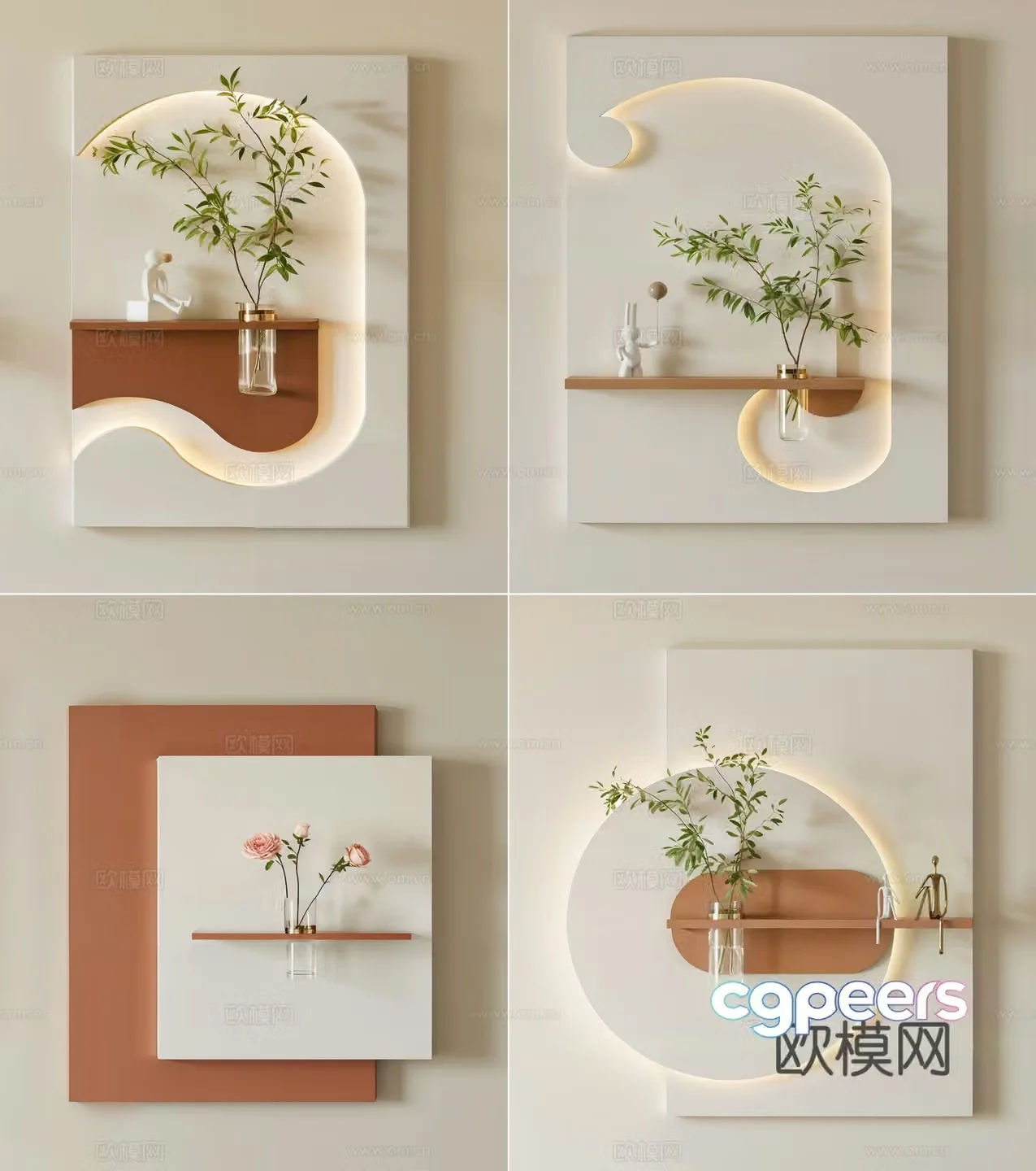 Modern entrance decorative paintings wall decorations pendants 3D model