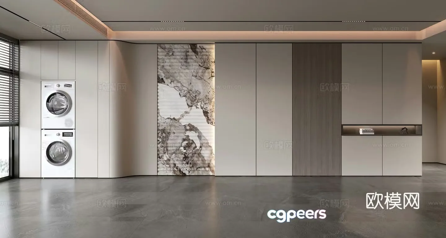 Modern balcony cabinet sofa background wall whole wall cabinet 3d model