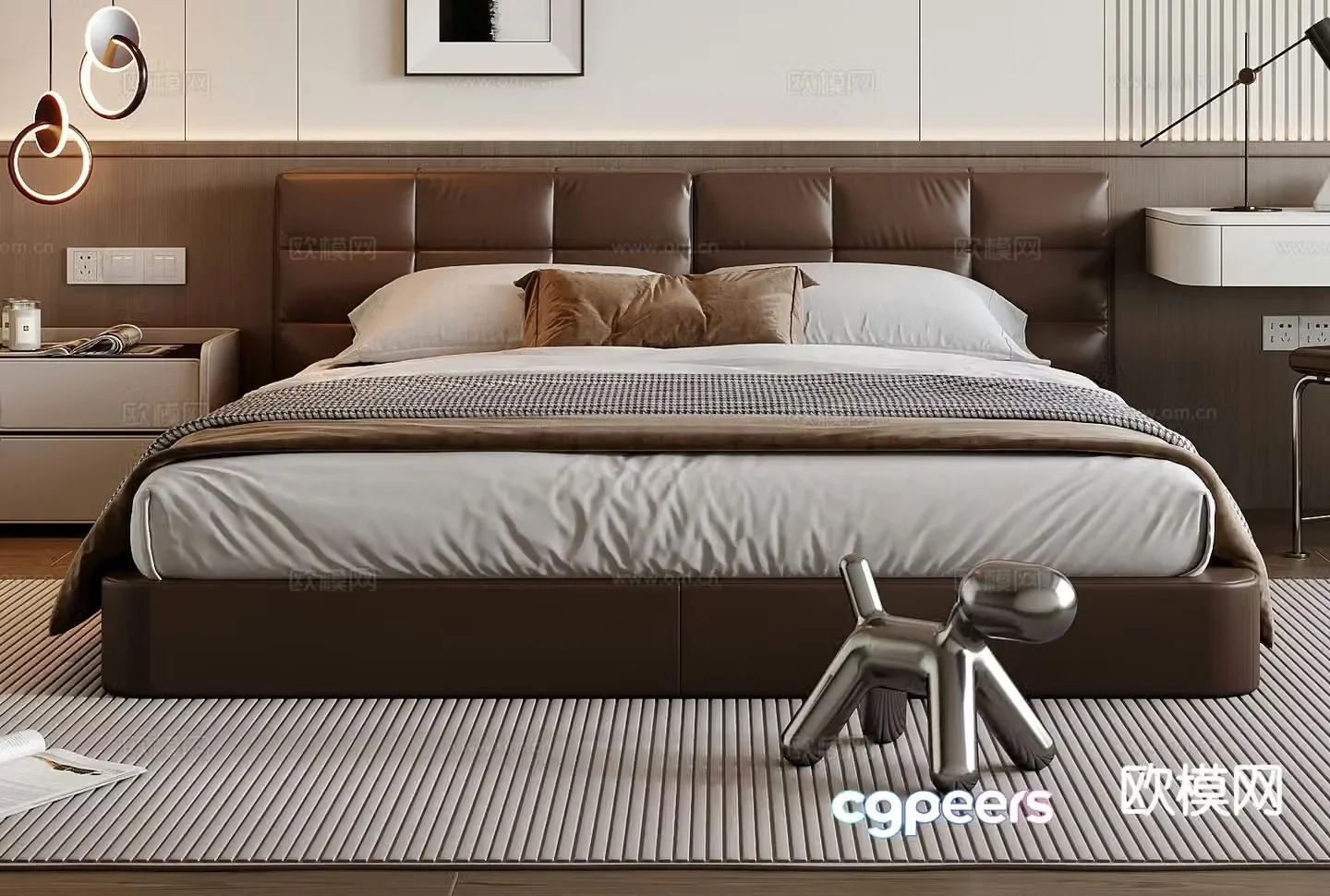 Italian double bed 3d model