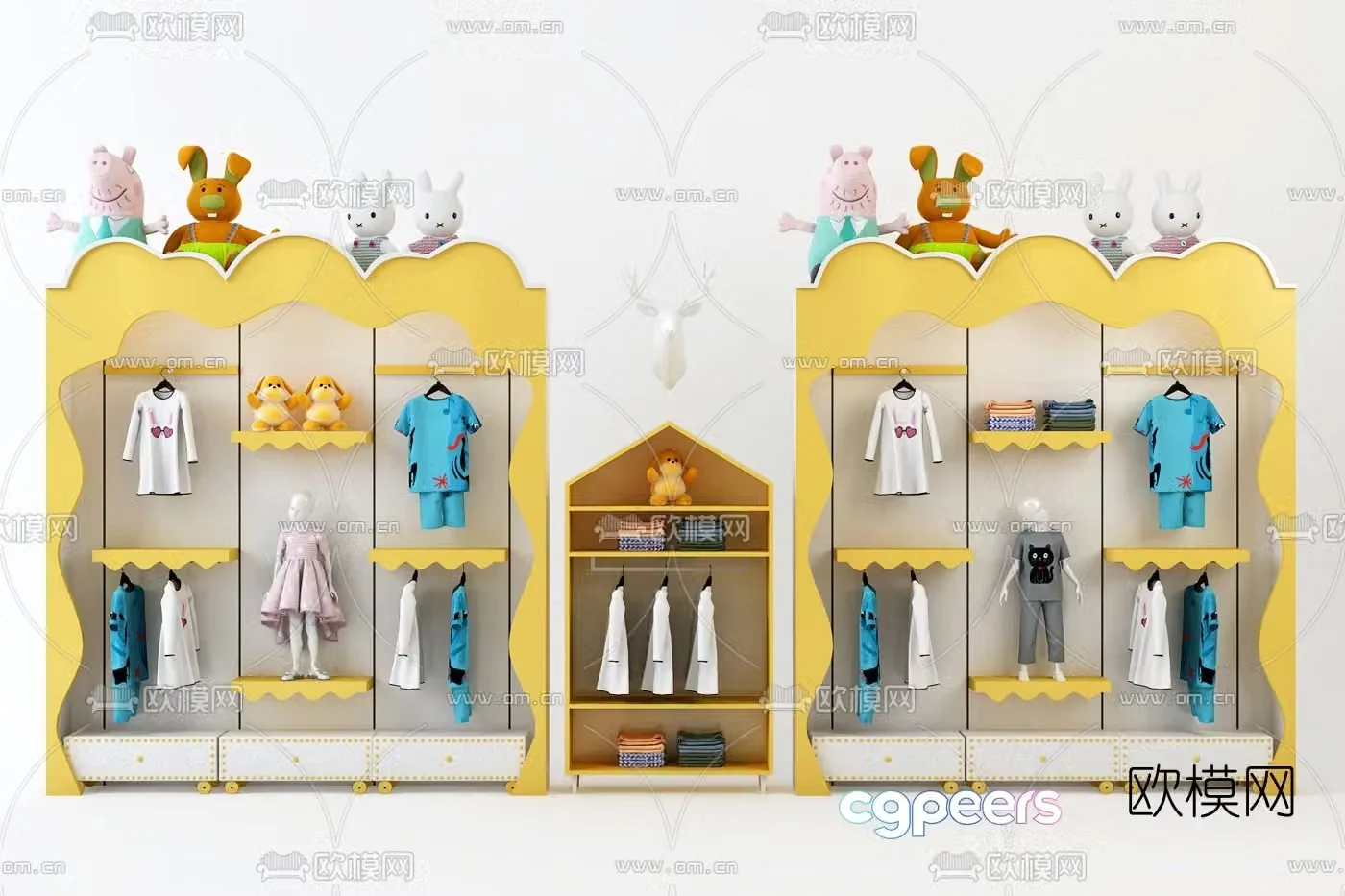Modern children’s clothing display cabinet 3d model