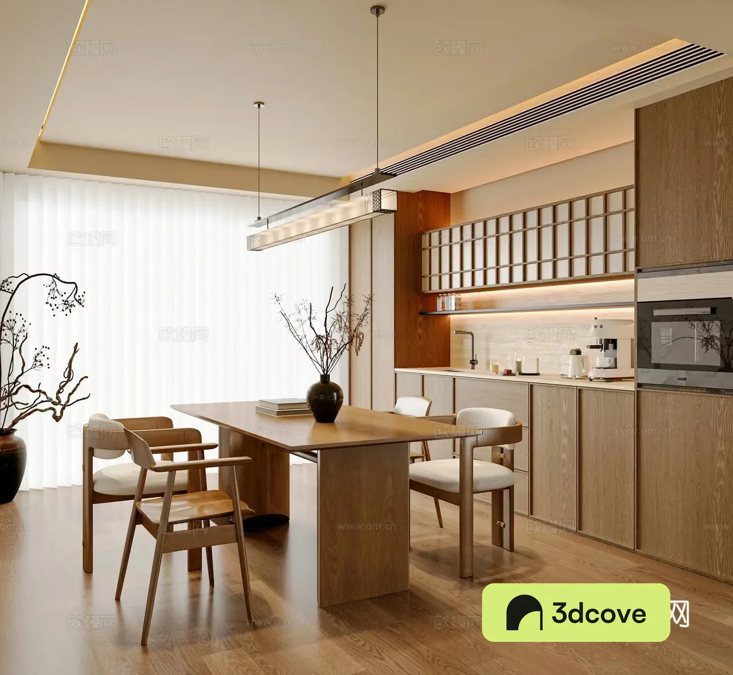 New Chinese restaurant Dining table and chairs Sideboard Decorative cabinet Chandelier Song style