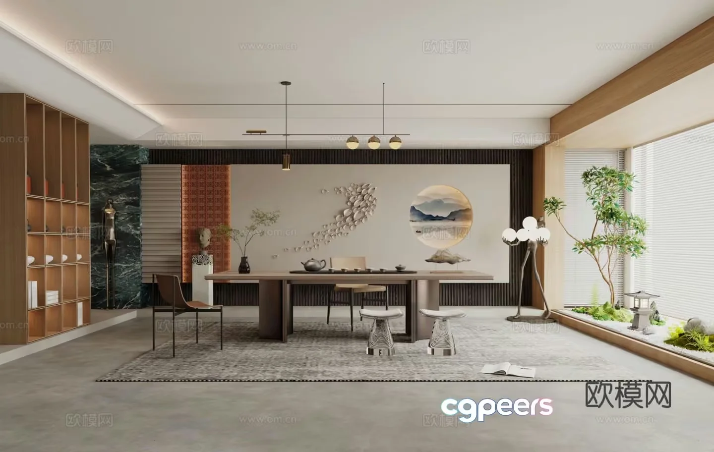 Modern Chinese-Inspired Interior Design 3D Model – 4307 – VRAY Render