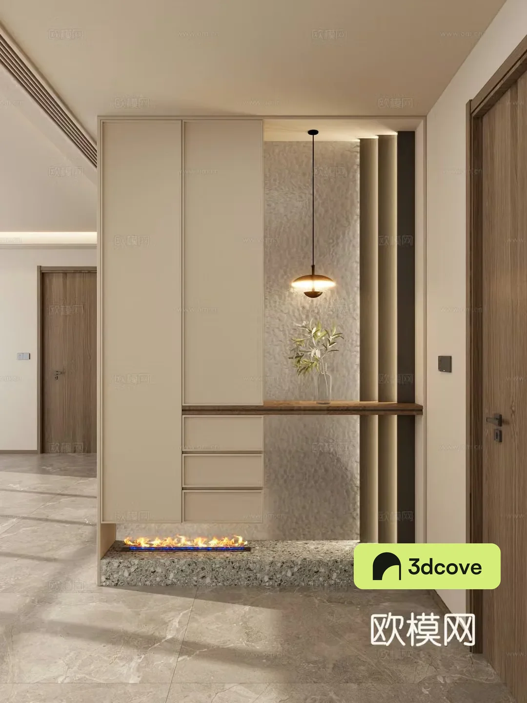 Italian style medieval style artistic glass chandelier flame fireplace partition entrance