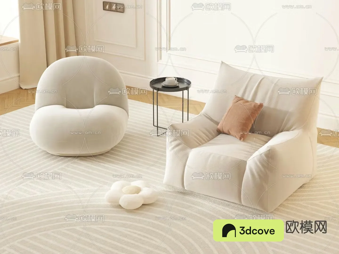 Cream style sofa single sofa lazy sofa