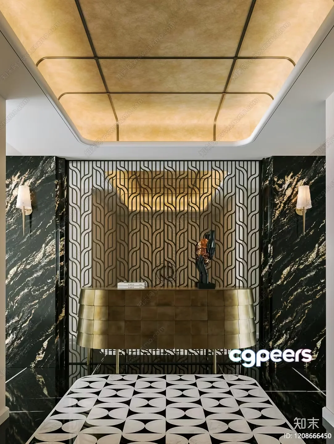 Art Deco-Inspired Room 3D Model – 17456 – VRAY Render