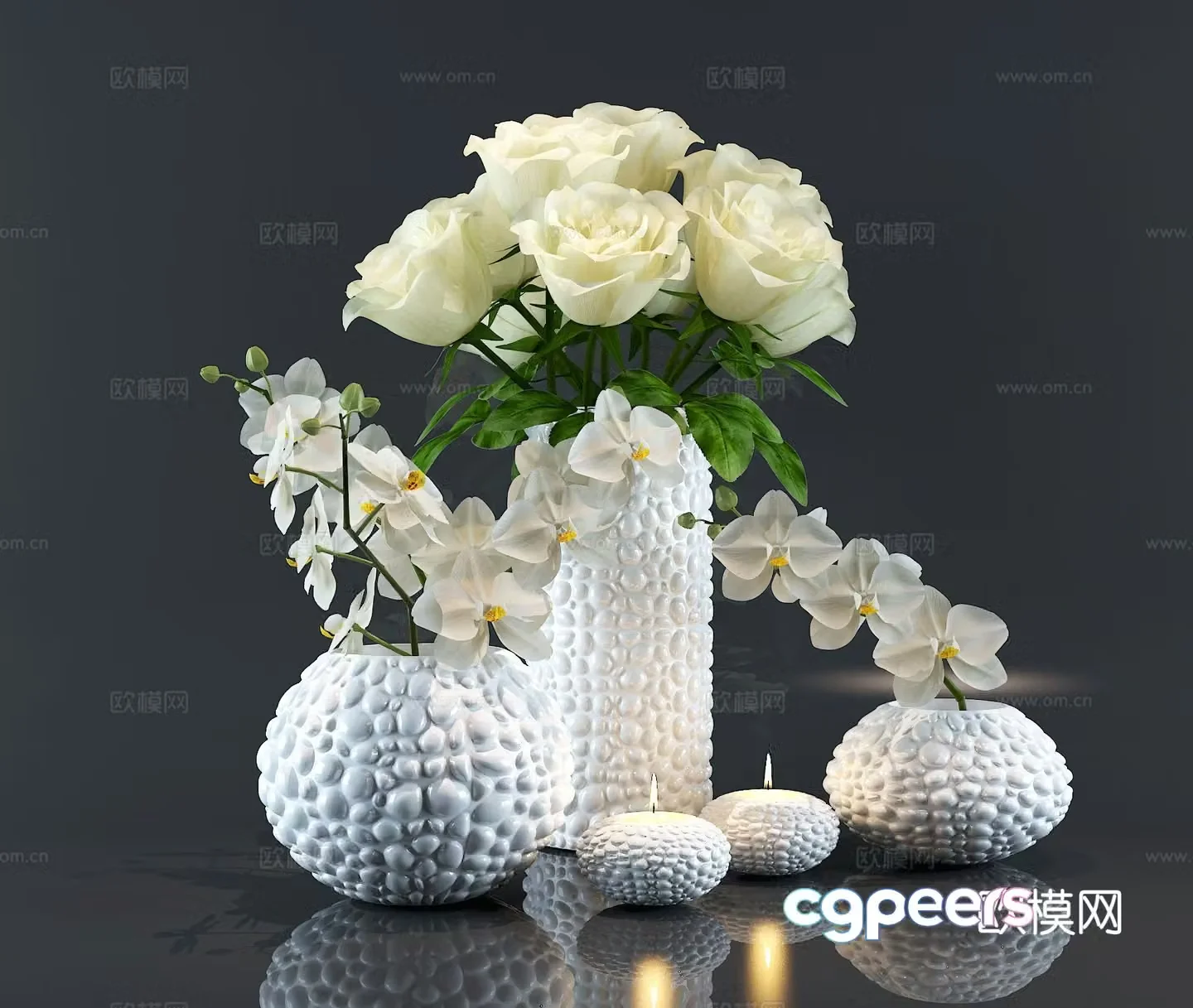 modern vase floristry flowers candlestick 3d model
