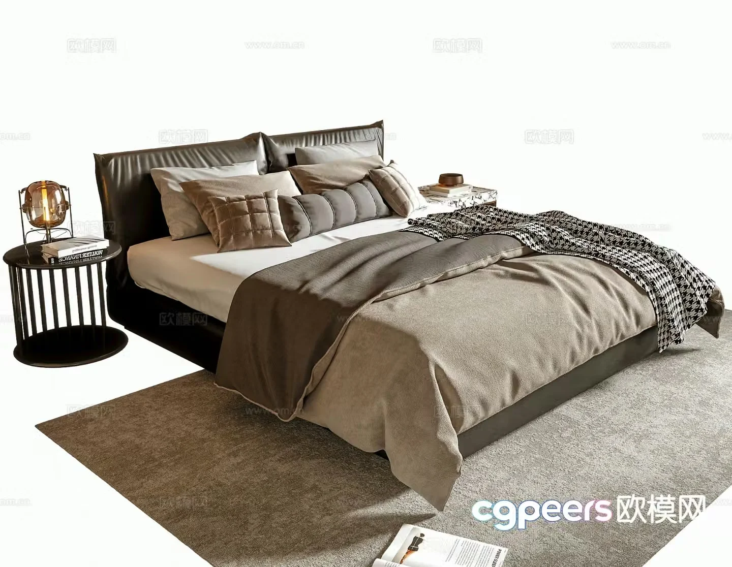 Modern double bed 3d model