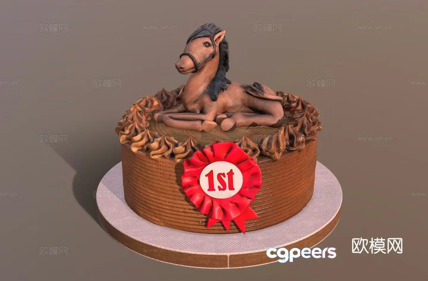 Food and drink Cream cake Chocolate cake Double layer cake Birthday cake 3d model