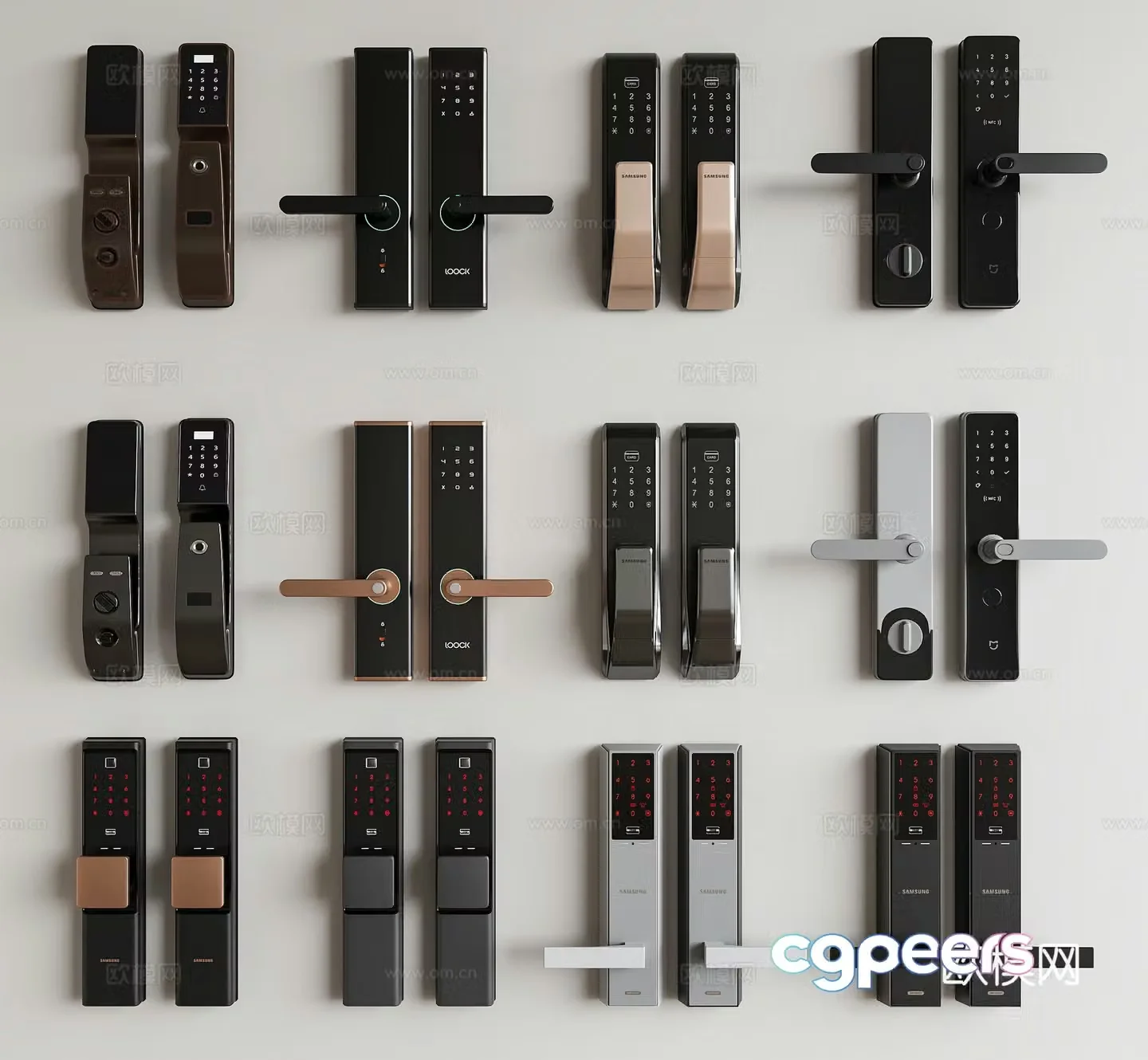 Smart anti-theft door lock door lock password lock fingerprint lock anti-theft door lock door lock 3d model