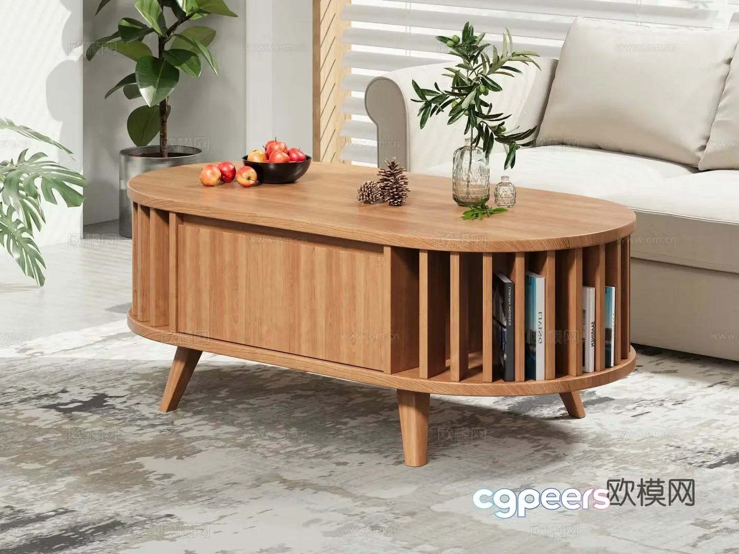 Log coffee table 3d model