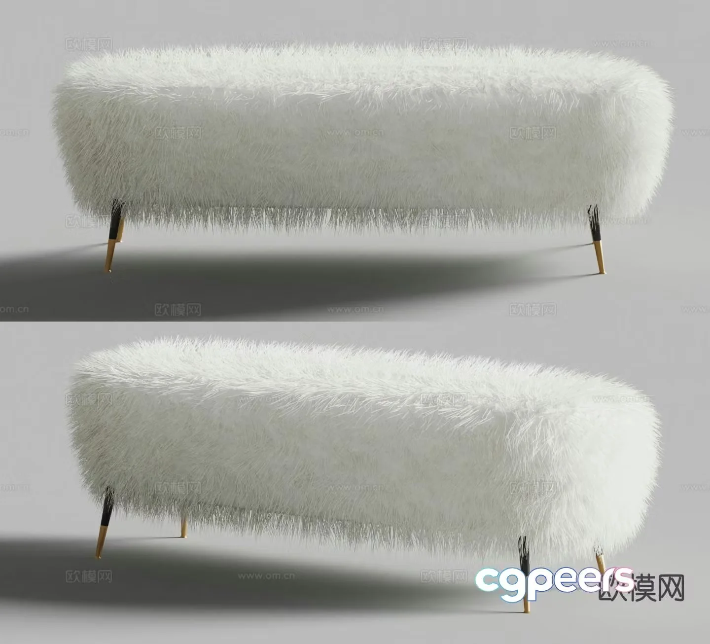 BARRY plush stool bench sofa stool 3d model