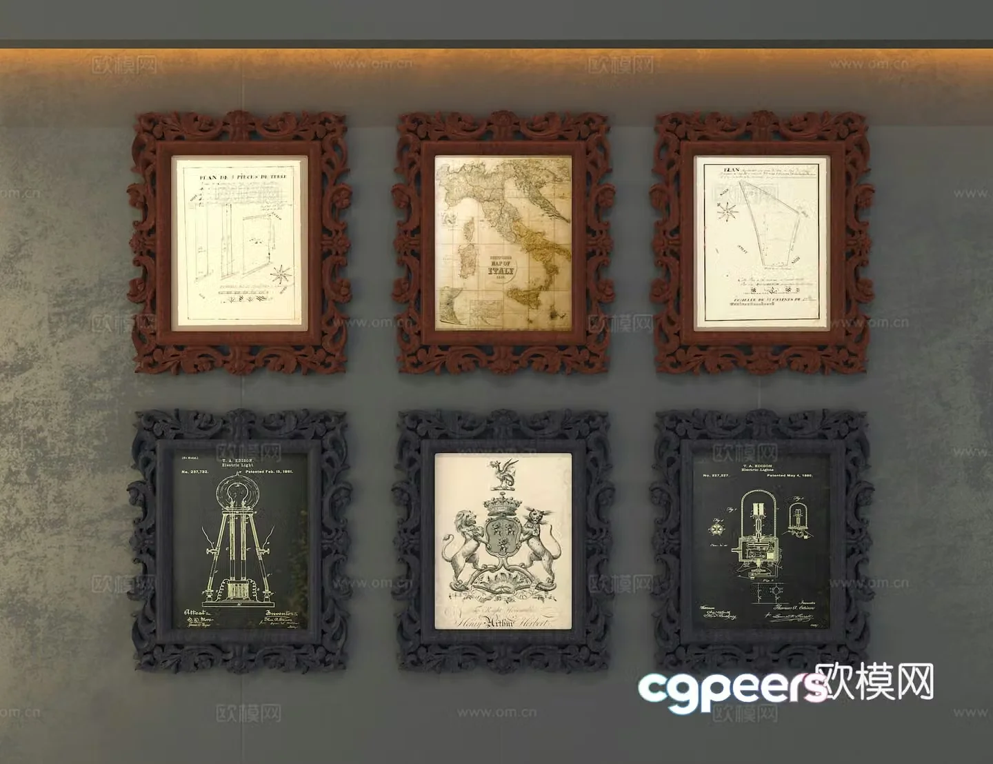 3D model of medieval style decorative painting