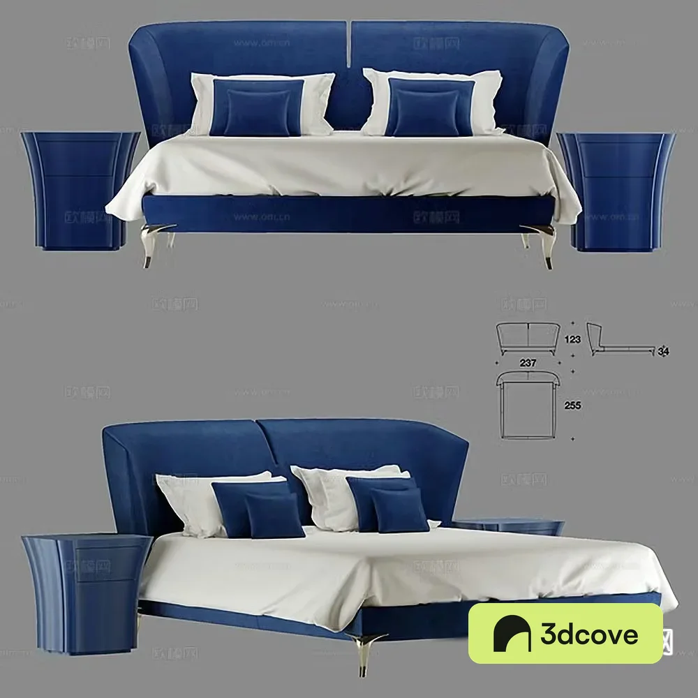 Modern double bed 3d model