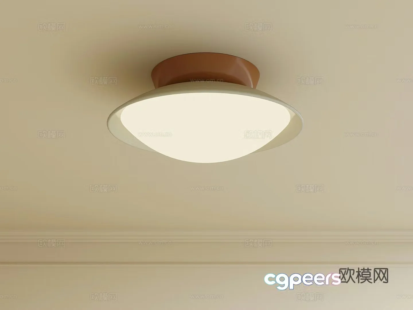 Modern Cream Ceiling Light 3D Model