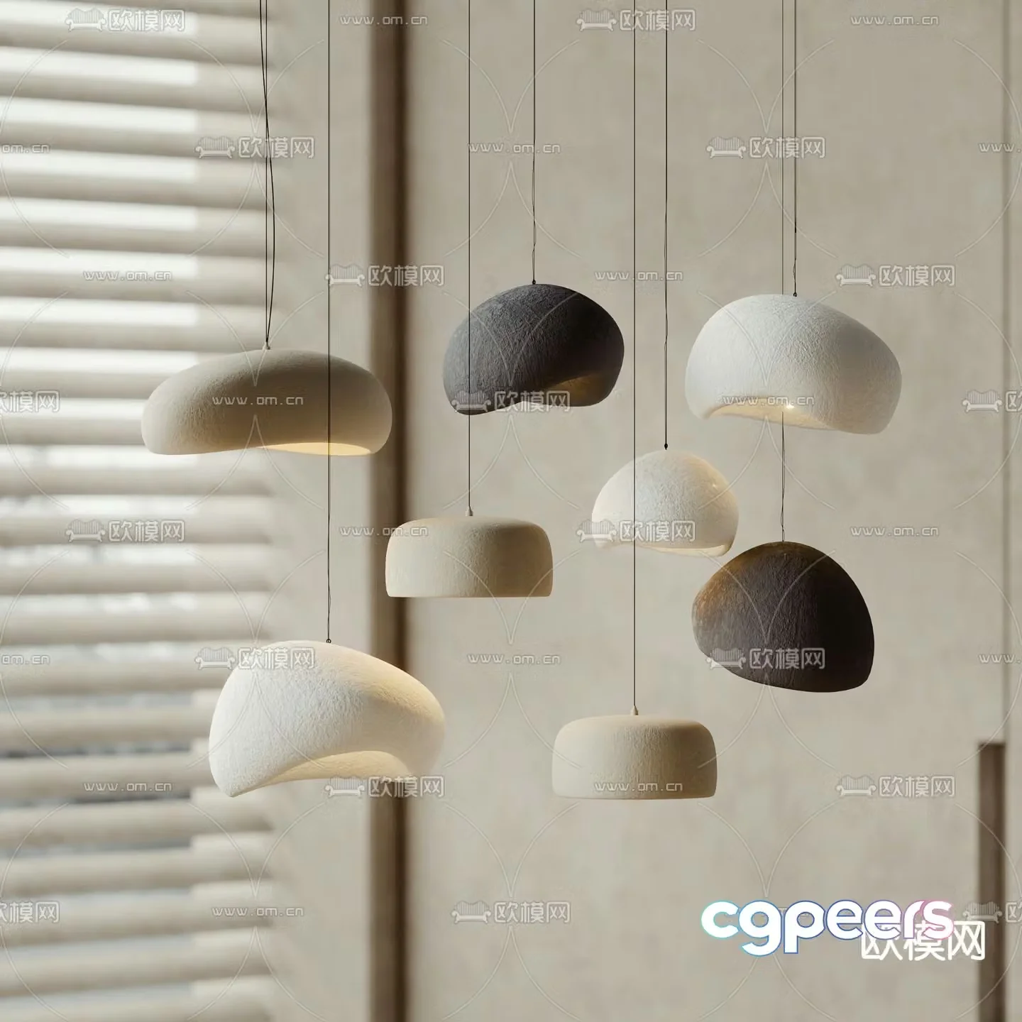Creamy chandelier Decorative lamp 3d model