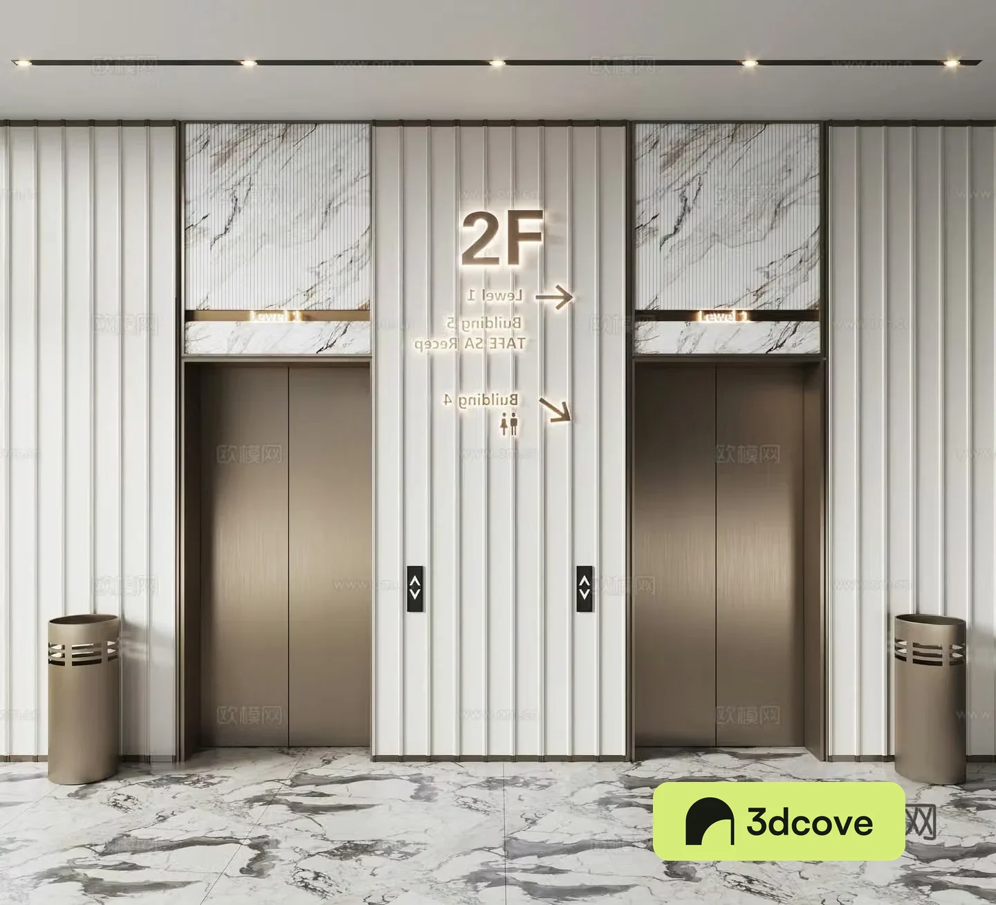 Modern elevator hall