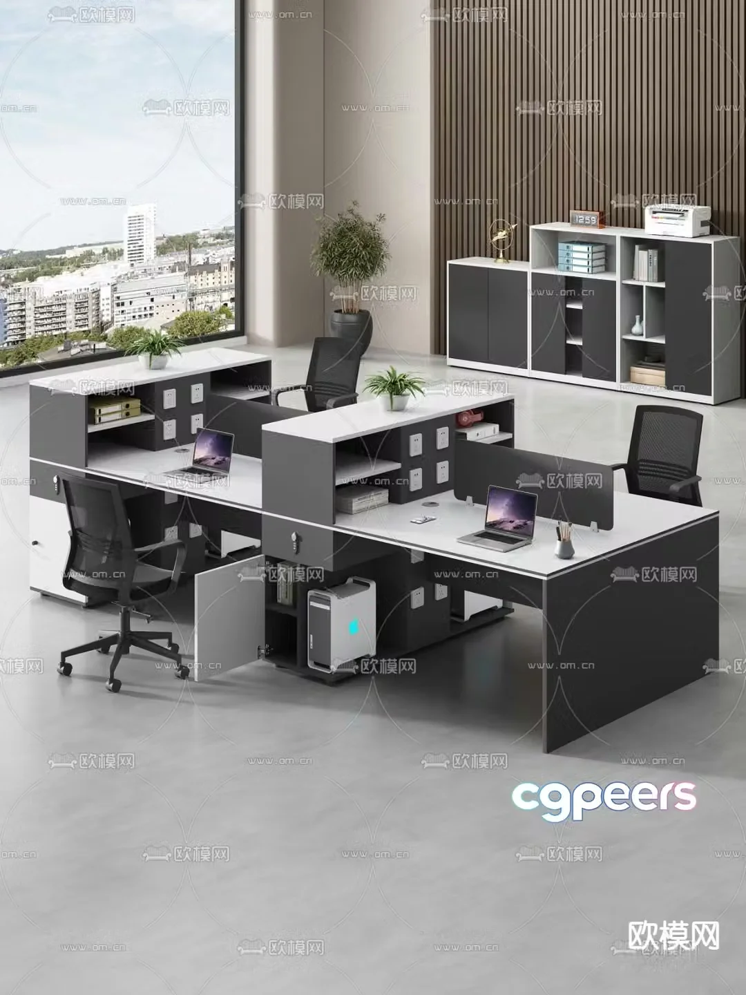 Card space desk work station post 3d model