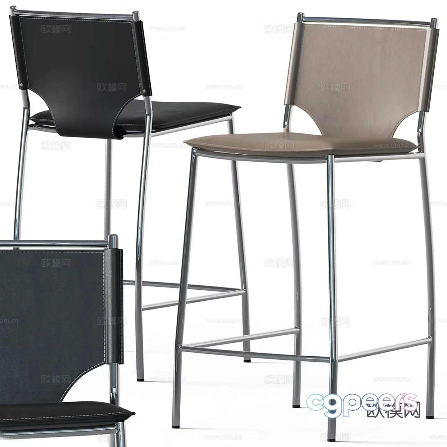 Modern leather bar chair 3d model