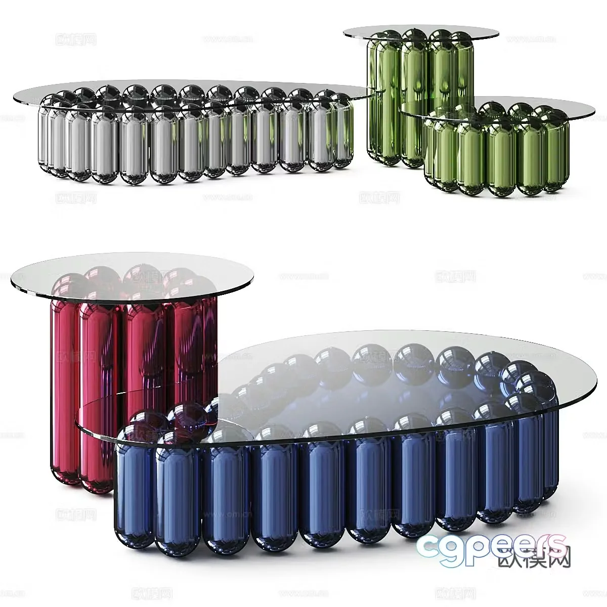 Modern Italian House Kupoli Metal Glass Coffee Table 3D Model