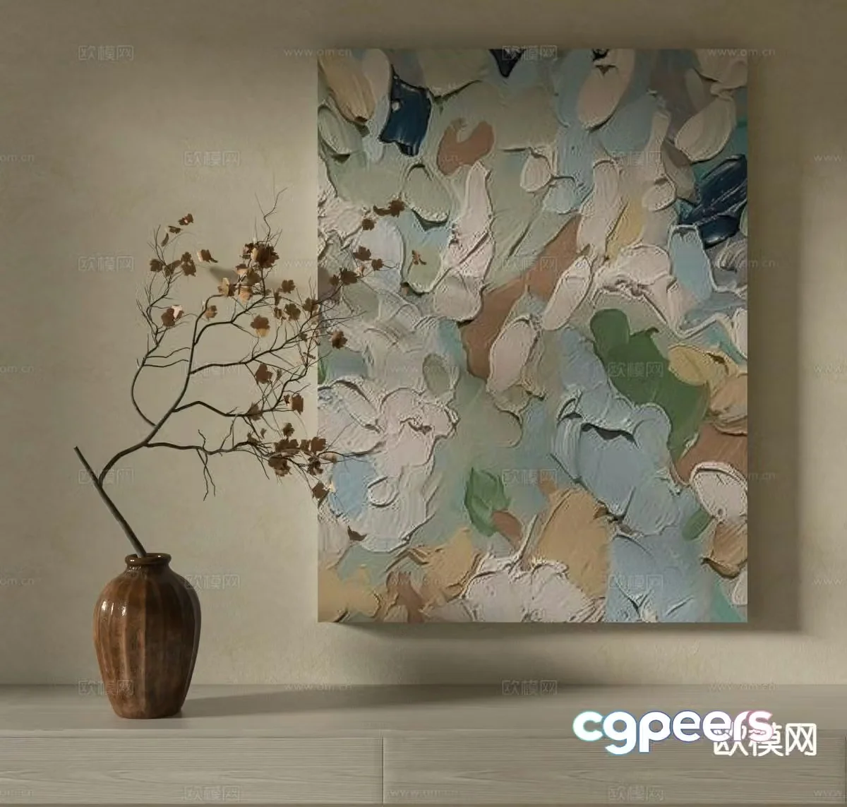 Wabi-sabi painting texture painting decorative painting hanging painting 3D model