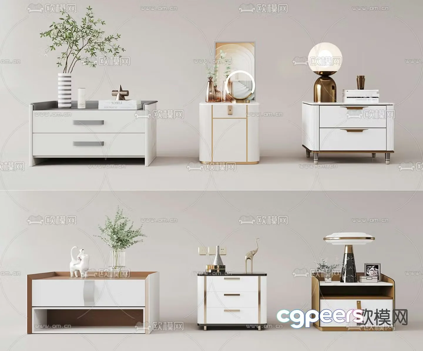 Light luxury bedside table 3D model