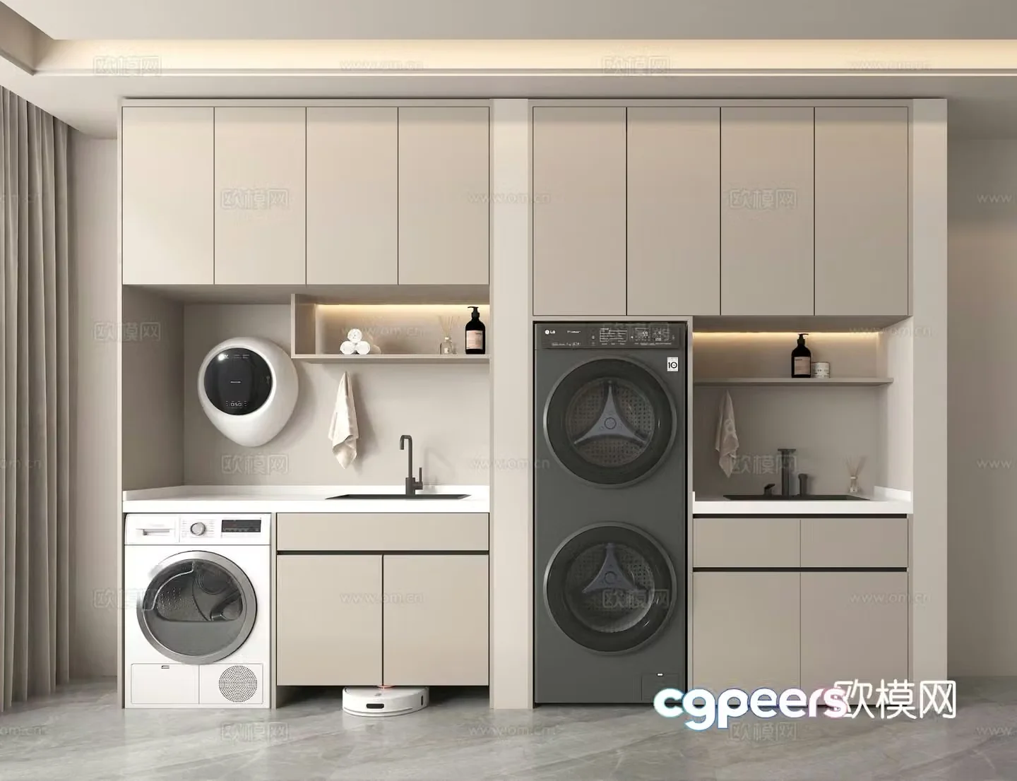 Washing machine cabinet balcony cabinet 3d model