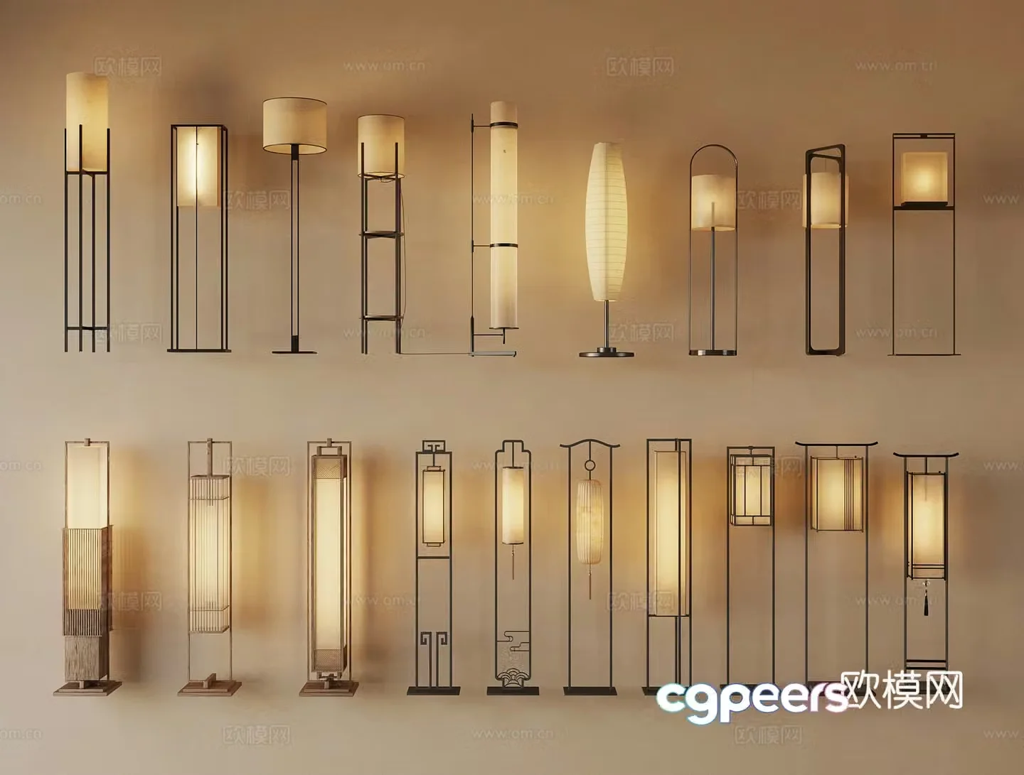 11 New Chinese Floor Lamp 3D Model