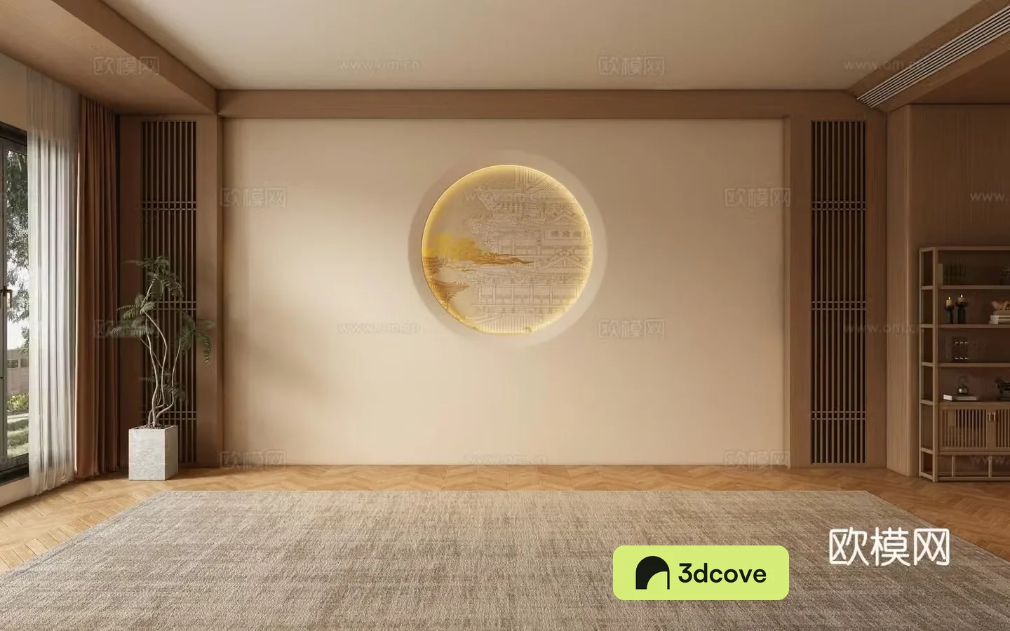 New Chinese Song style living room background wall