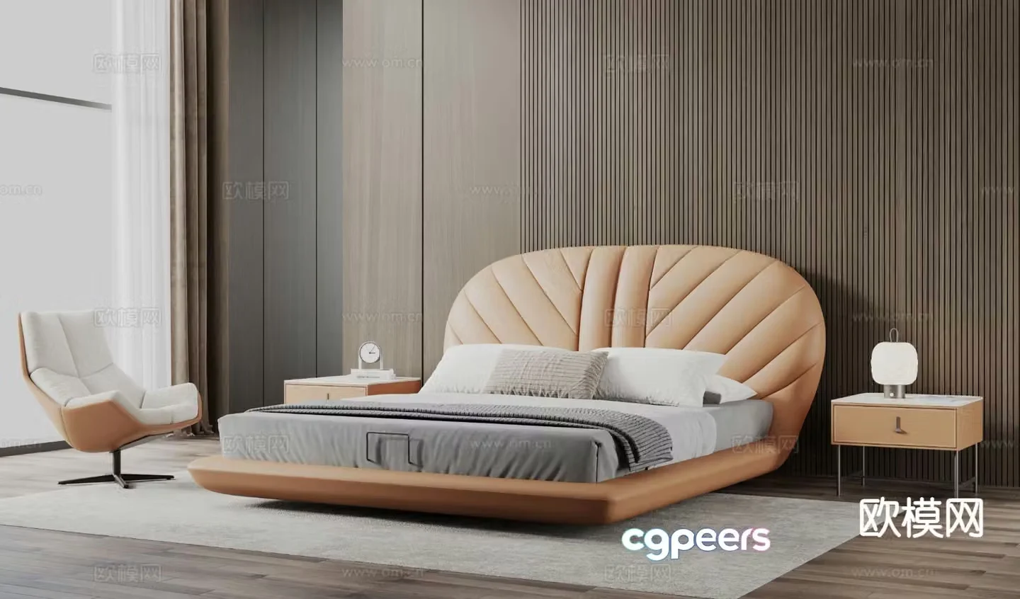 Italian double bed 3d model