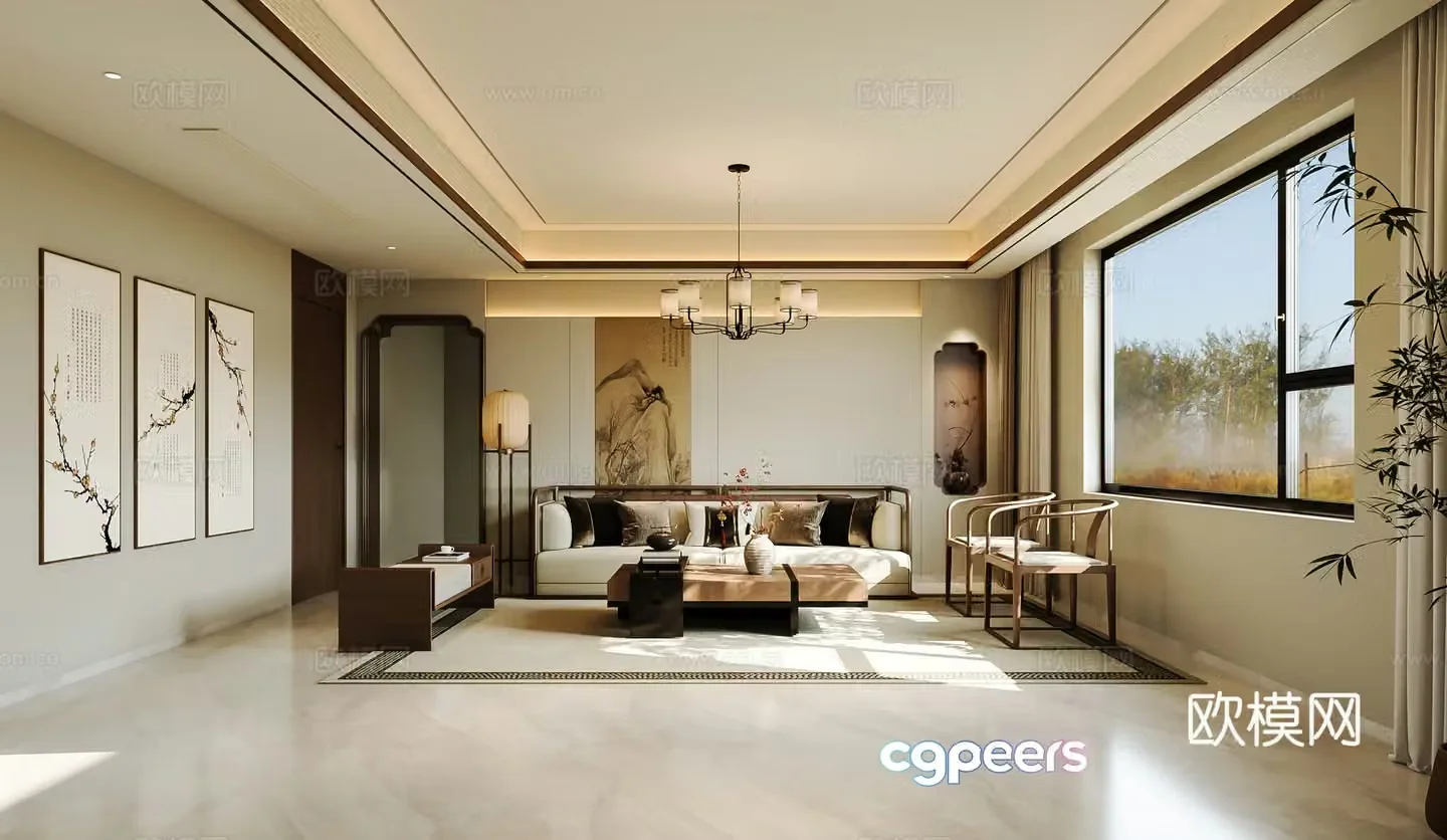 Song style living restaurant Song style aesthetics New Chinese style living restaurant Zen 3D model