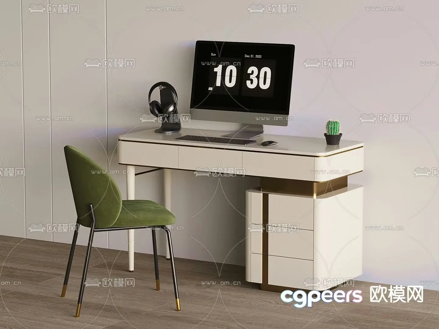Modern desk chair computer desk 3d model