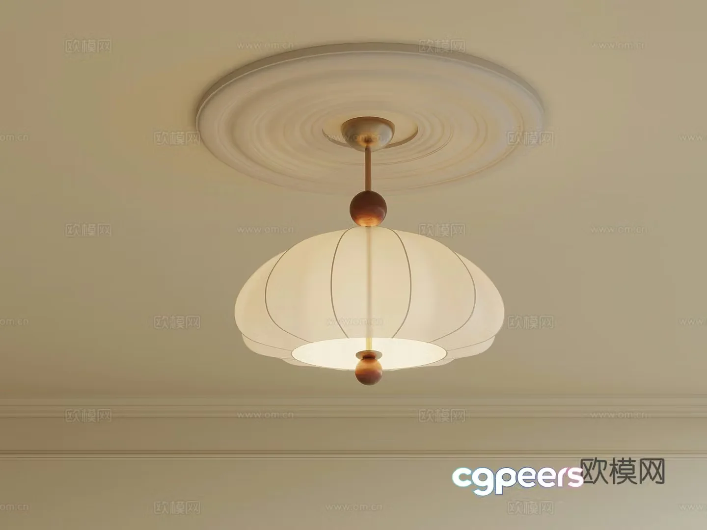 French cream chandelier master bedroom ceiling 3D model