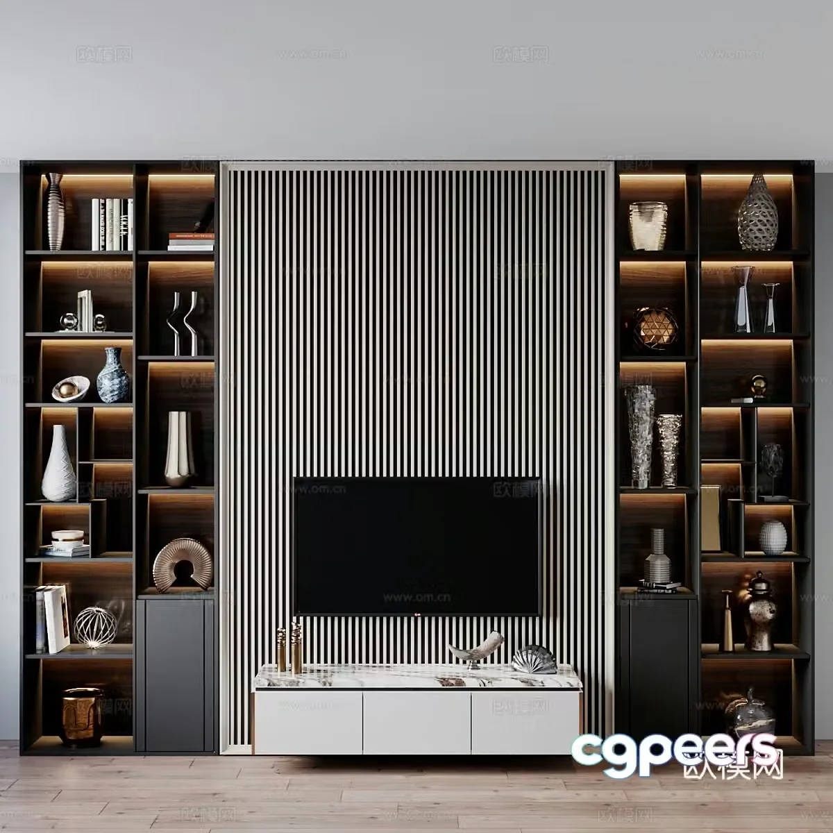 Light luxury background cabinet TV background cabinet 3d model