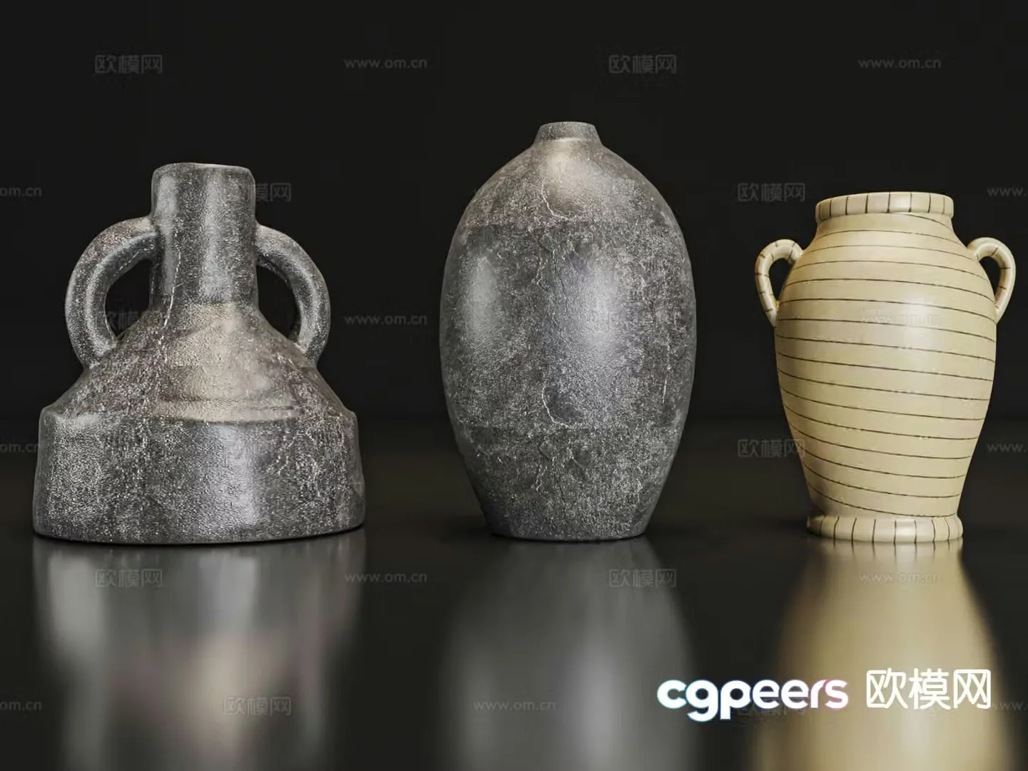 New Chinese style decorations tableware ceramic bottles porcelain bottles 3D model