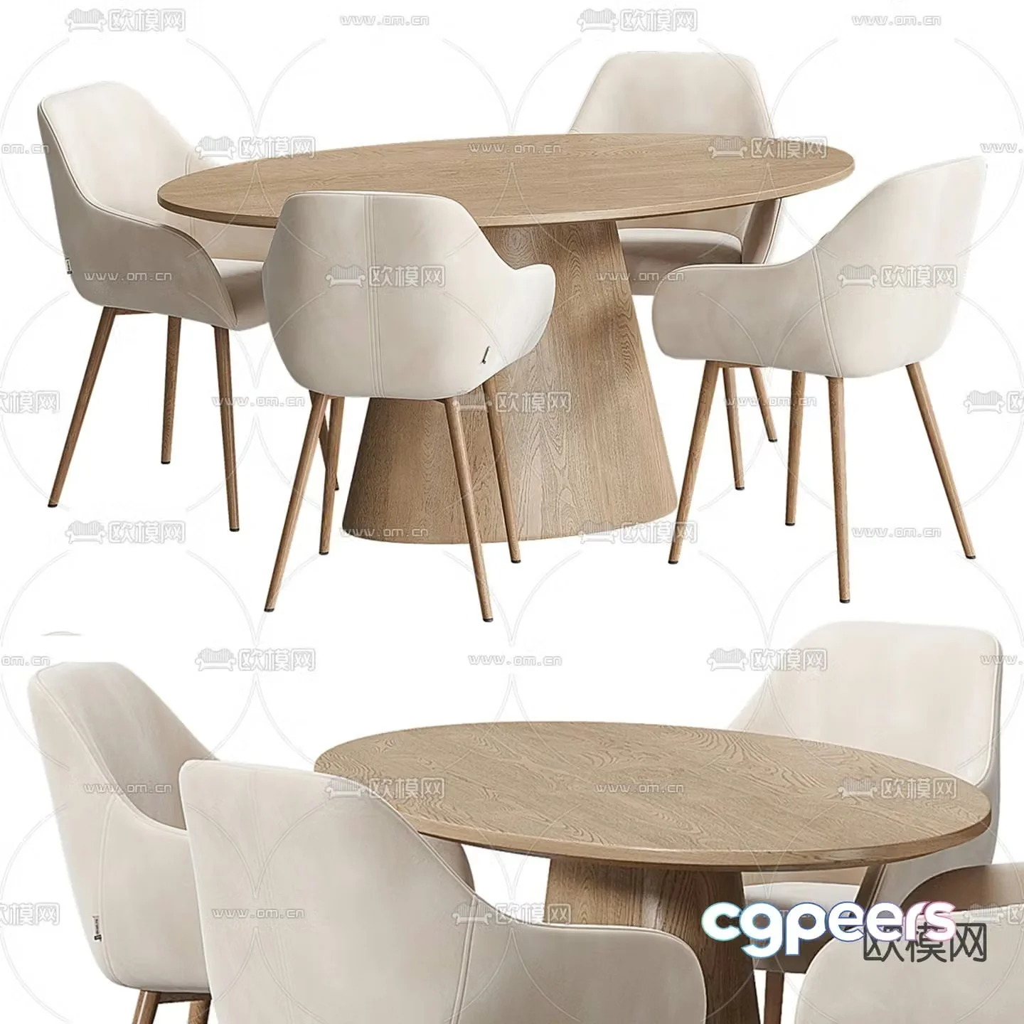 Laurie Judy dining table and chairs round dining table 3d model