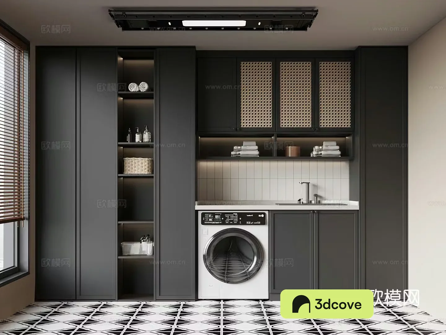 Laundry room French washing machine cabinet Clothes rack