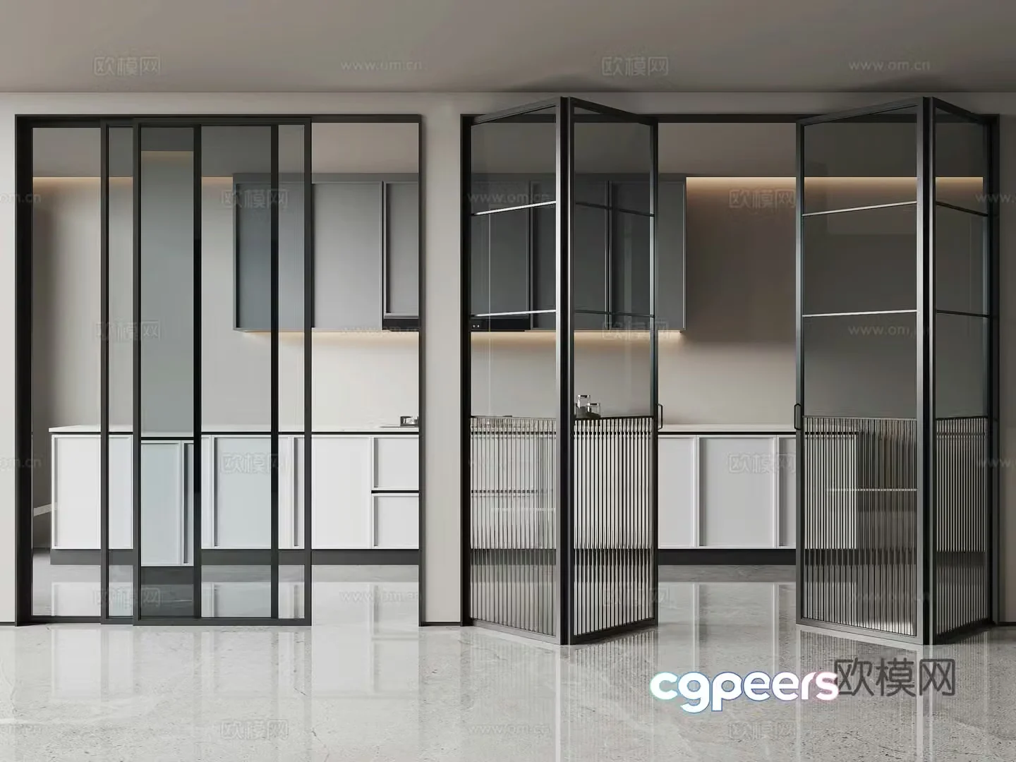 Modern glass kitchen door Folding door Sliding door Kitchen 3d model