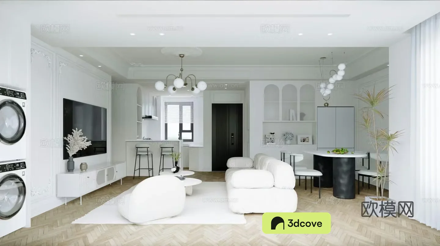 Modern French living and dining room