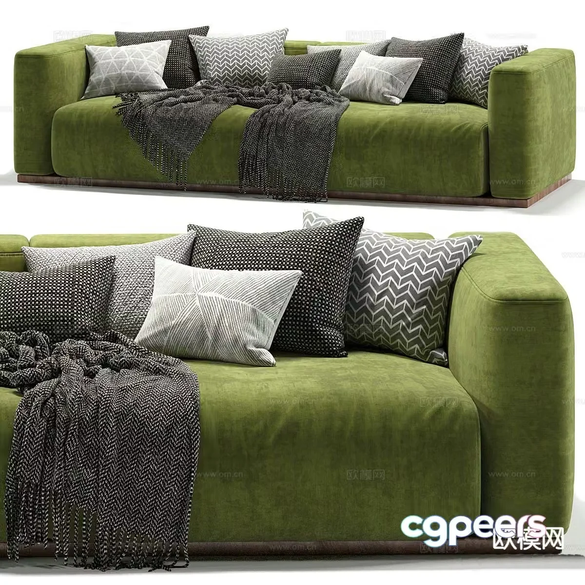 Simple three-person sofa 3D model