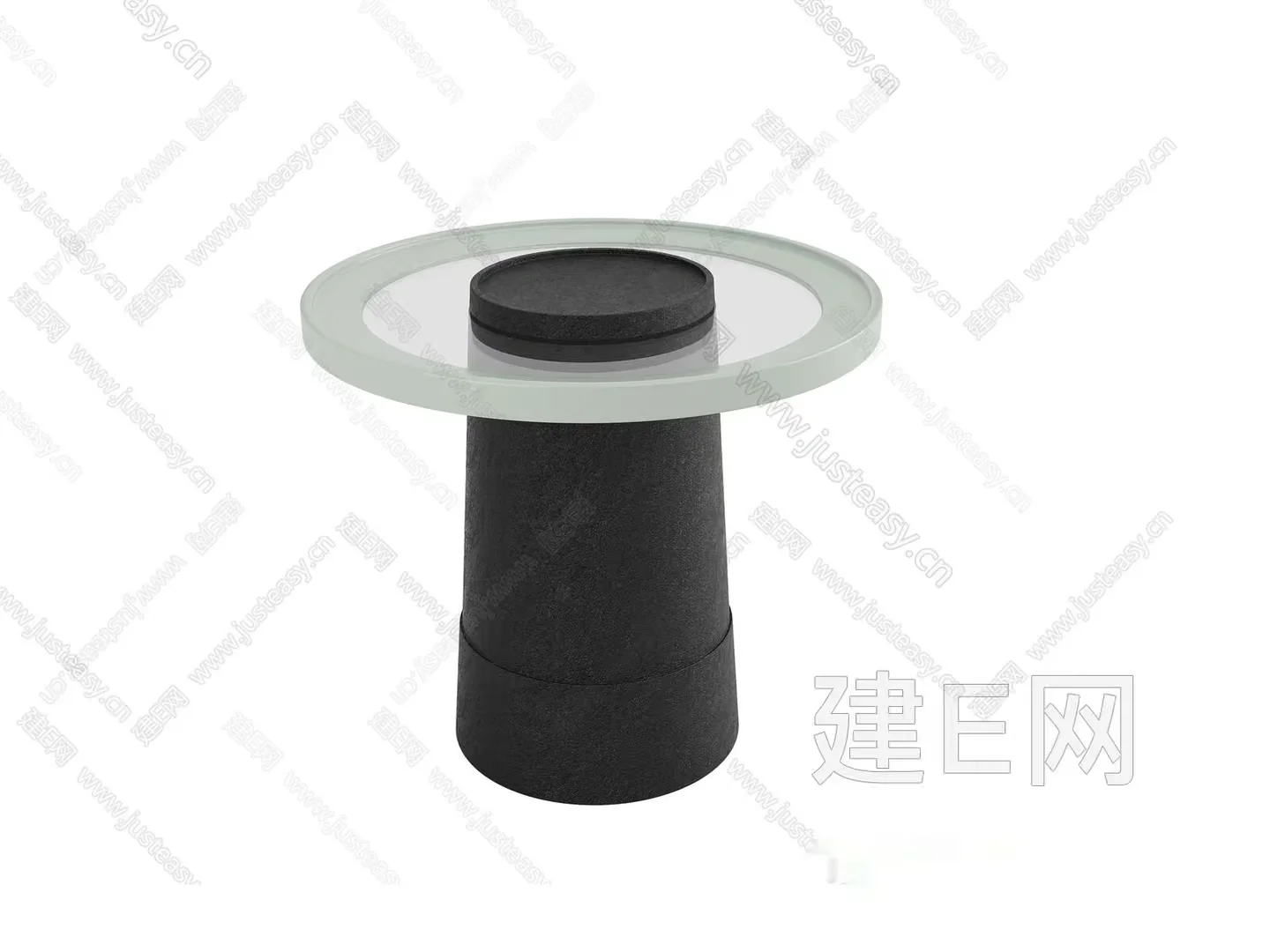A Glass Table With A Black Base 3D Model – 6303 – VRAY Render