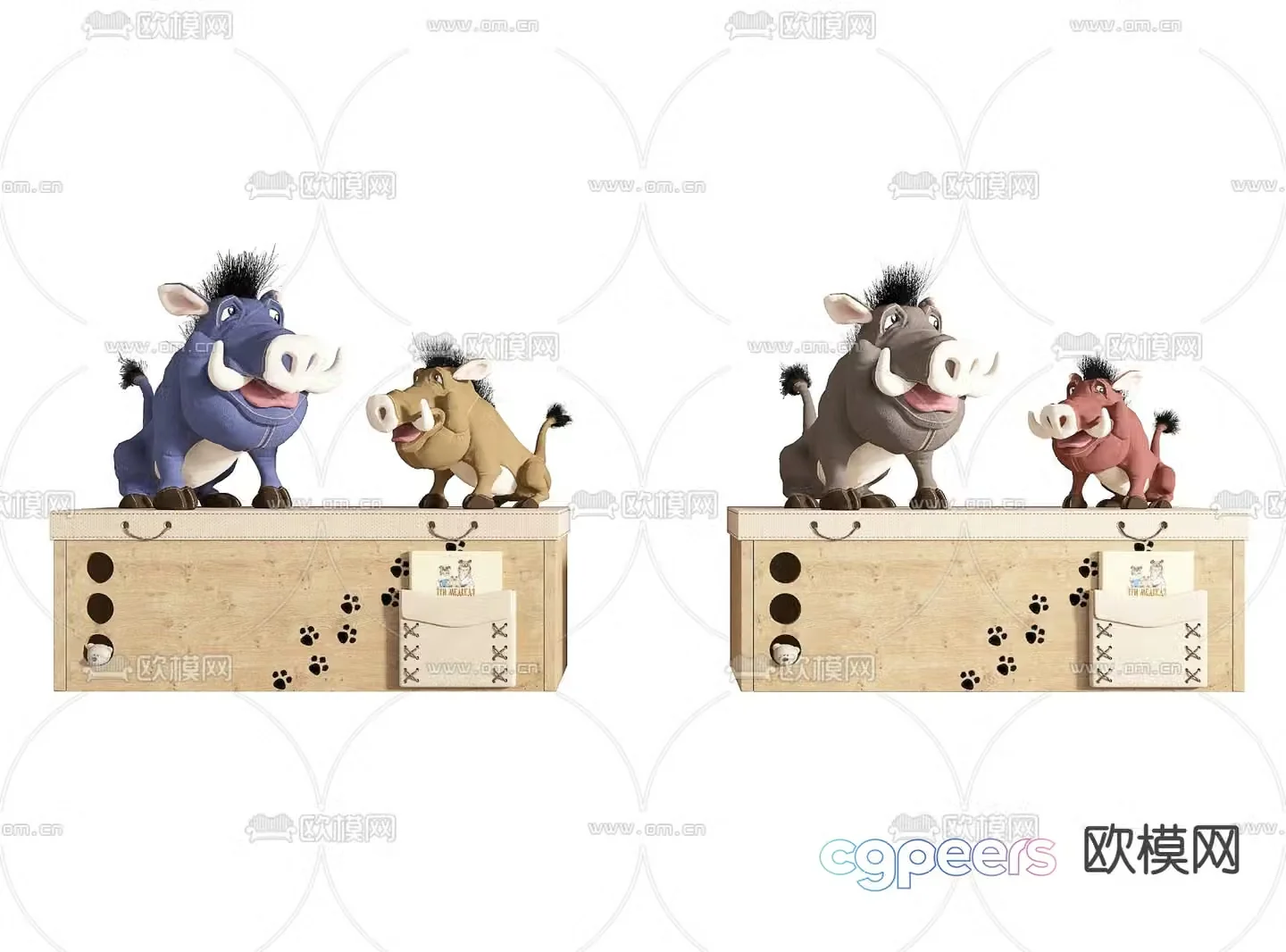 Modern cartoon cow stuffed toy 3d model