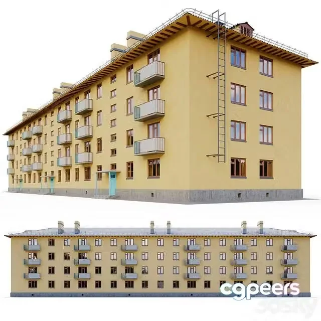 3ds Max Free – Brick Khrushchevka series 1-443