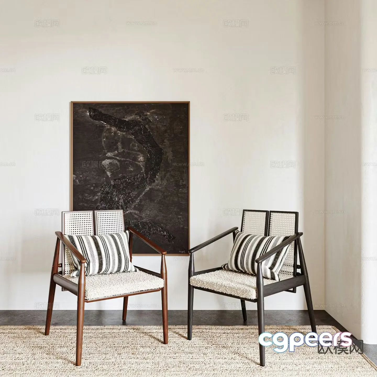 Wabi-sabi style leisure chair 3d model