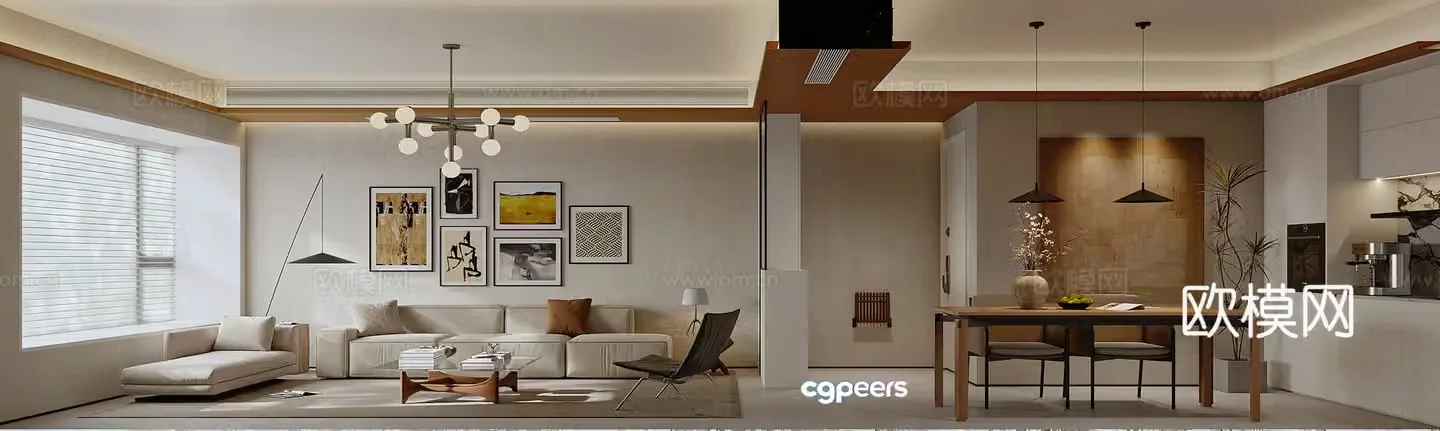 Modern Wasabi Living and Restaurant 3D Model