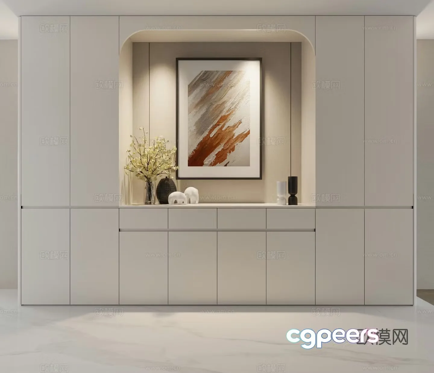 Modern entryway cabinet high cabinet 3d model