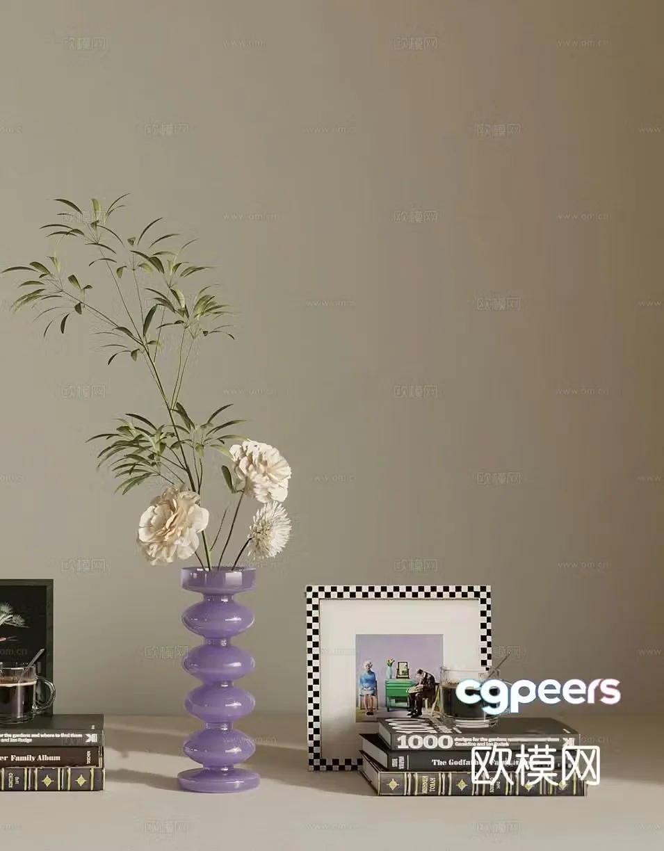 Dopamine Vase Books Glass Coffee Cup Ornaments 3D Model