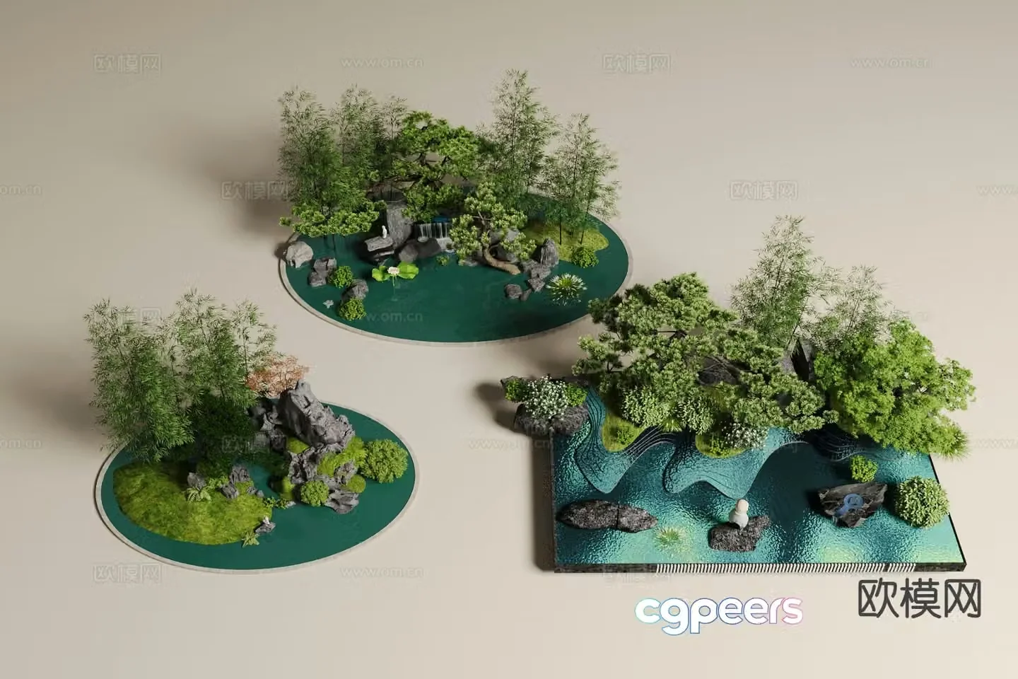Chinese rockery waterscape courtyard landscape sketch 3D model