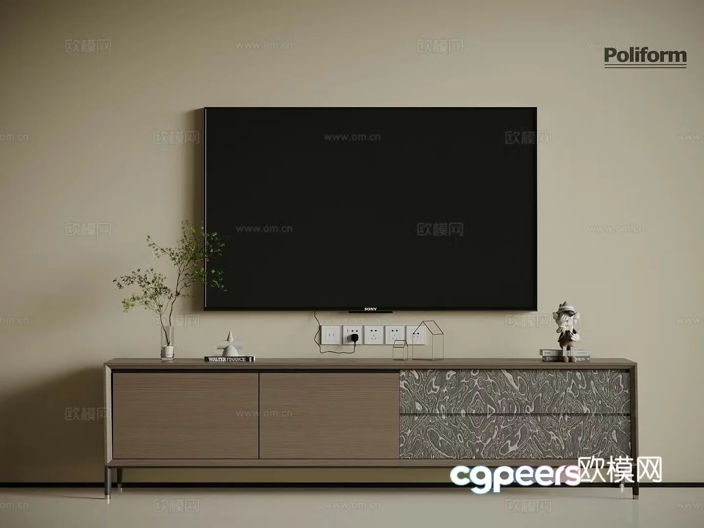 Modern Italian TV Cabinet 3D Model